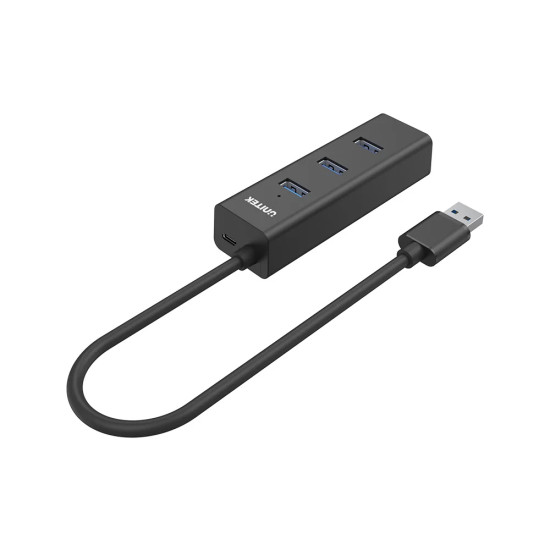 USB хъб Unitek USB3.0 HUB, 4 порта, 1.2m, AUX USB-C Power Input, Y-3089V01