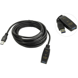 USB кабел VCom USB 3.0 AM / AF Active Extension Cable 5M Black - CU827A-5.0m