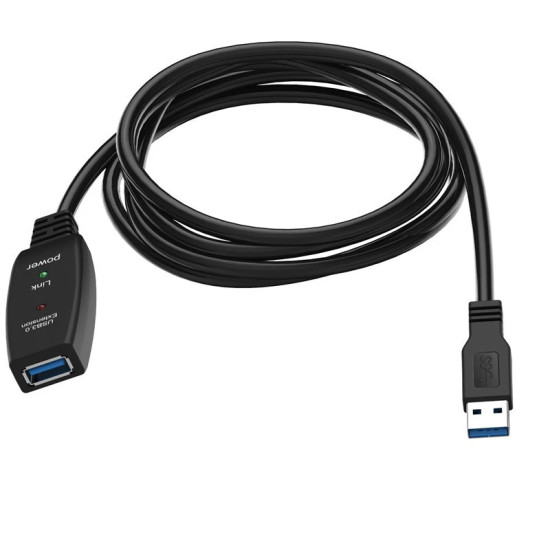 USB кабел VCom USB 3.0 AM / AF Active Extension Cable 5M Black - CU827A-5.0m