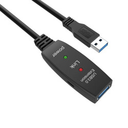 USB кабел VCom USB 3.0 AM / AF Active Extension Cable 5M Black - CU827A-5.0m