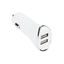 Зарядно VCom Charger Car - 2xUSB 10.5W White - M077-W