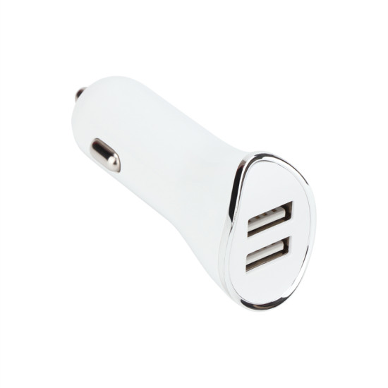 Зарядно VCom Charger Car - 2xUSB 10.5W White - M077-W