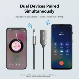 Блутут за кола Vention Car Bluetooth 5.4 audio receiver USB, 3.5mm jack - NAIHG