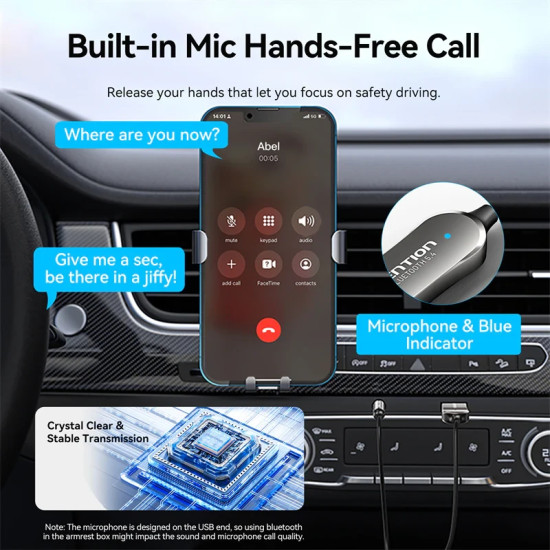 Блутут за кола Vention Car Bluetooth 5.4 audio receiver USB, 3.5mm jack - NAIHG