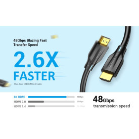 HDMI кабел Vention Cable HDMI 2.1 - 1.5m - 8K/60Hz Black - AANBG