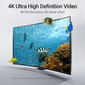 HDMI кабел Vention HDMI Right Angle 90 Degree v2.0 M / M 4K/60Hz Gold - 2M Black - AARBH