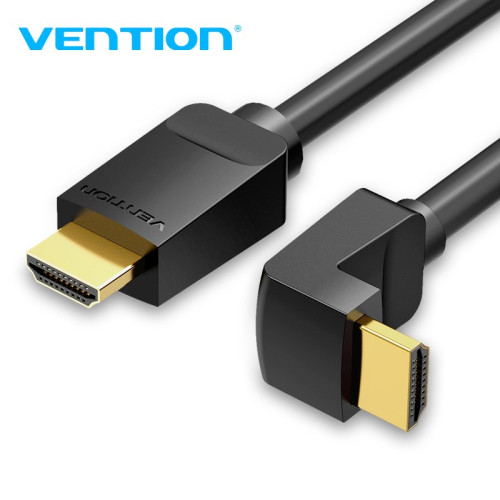 HDMI кабел Vention HDMI Right Angle 90 Degree v2.0 M / M 4K/60Hz Gold - 2M Black - AARBH