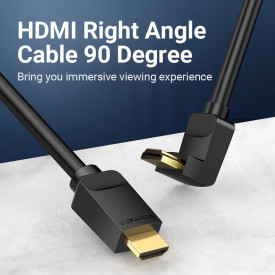 HDMI кабел Vention HDMI Right Angle 90 Degree v2.0 M / M 4K/60Hz Gold - 2M Black - AARBH