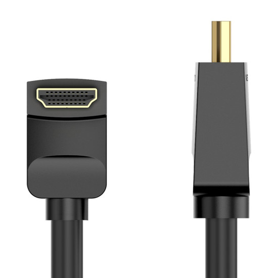HDMI кабел Vention HDMI Right Angle 90 Degree v2.0 M / M 4K/60Hz Gold - 2M Black - AARBH