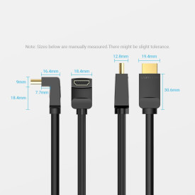 HDMI кабел Vention HDMI Right Angle 90 Degree v2.0 M / M 4K/60Hz Gold - 2M Black - AARBH