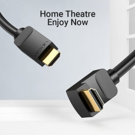 HDMI кабел Vention HDMI Right Angle 90 Degree v2.0 M / M 4K/60Hz Gold - 2M Black - AARBH