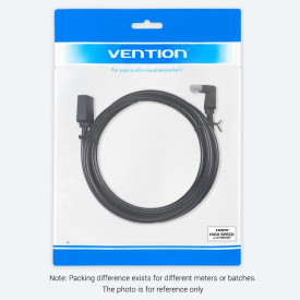 HDMI кабел Vention HDMI Right Angle 90 Degree v2.0 M / M 4K/60Hz Gold - 2M Black - AARBH