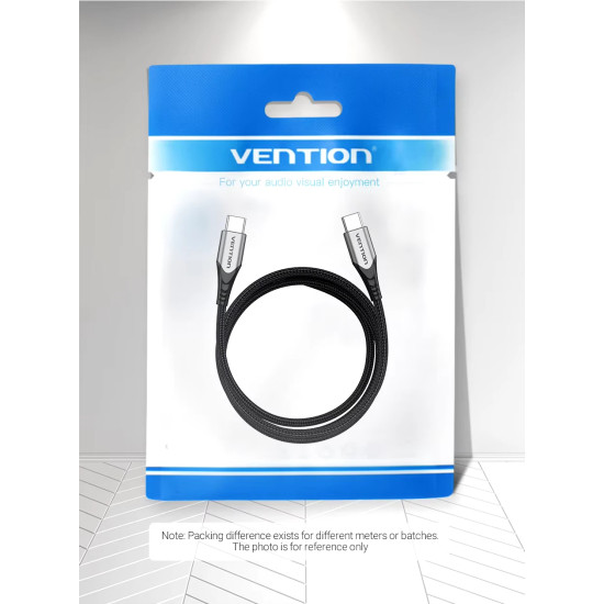 USB кабел Vention, USB 2.0 Type-C към Type-C, 1m, 0 черен, 5A бързо зареждане, TAEHF