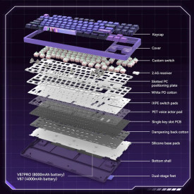 Безжична клавиатура VGN Wireless Professional Gaming Mechanical Keyboard - V87 PRO Athena - Aniya Switches, BT5.0, 2.4G