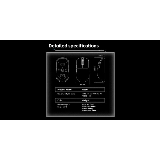 Безжична мишка VXE Wireless Gaming Mouse Dragonfly R1 Pro Max 1K (4K compatible) - Kailh White Blade Switches, White