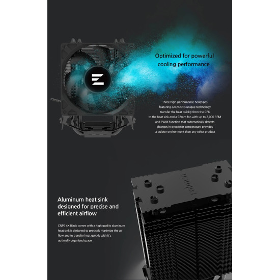 Охладител за процесор Zalman CPU Cooler CNPS4X BLACK - LGA1700/AM5