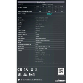 Захранване Zalman PSU 500W Bronze - ZM500-GV2 SE