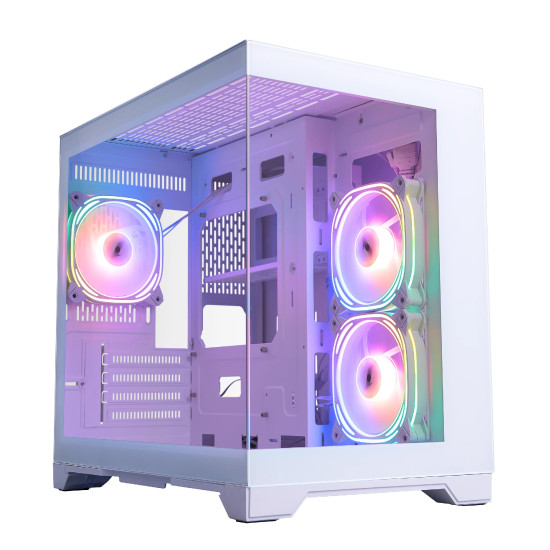 Кутия за компютър 1stPlayer Case mATX - MV6-TP White - 3 fans included