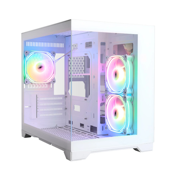 Кутия за компютър 1stPlayer Case mATX - MV6-TP White - 3 fans included