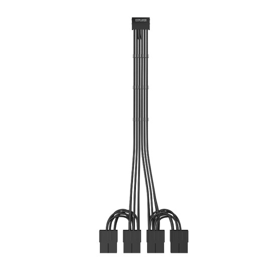 Удължителен кабел 1stPlayer Custom Sleeved Modding Cable Black - 4 x PCIe 8-pin to 12VHPWR - FM4-B-BK
