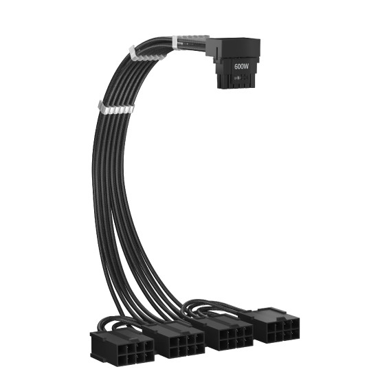 Удължителен кабел 1stPlayer Custom Sleeved Modding Cable Black - 4 x PCIe 8-pin to 12VHPWR - FM4-B-BK