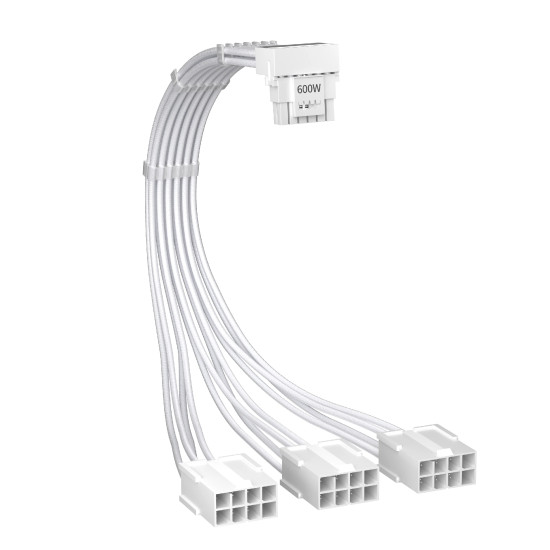 Удължителен кабел 1stPlayer Custom Sleeved Modding Cable White - 3 x PCIe 8-pin to 12VHPWR - FM3-B-WH
