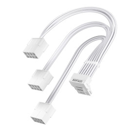 Удължителен кабел 1stPlayer Custom Sleeved Modding Cable White - 3 x PCIe 8-pin to 12VHPWR - FM3-B-WH