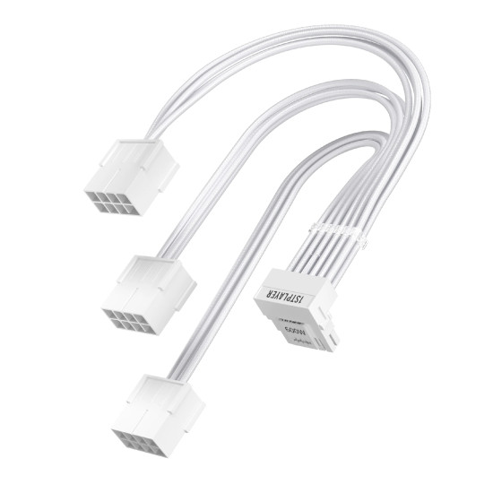 Удължителен кабел 1stPlayer Custom Sleeved Modding Cable White - 3 x PCIe 8-pin to 12VHPWR - FM3-B-WH