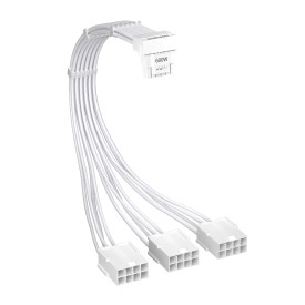 Удължителен кабел 1stPlayer Custom Sleeved Modding Cable White - 3 x PCIe 8-pin to 12VHPWR - FM3-B-WH