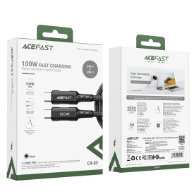 USB кабел Acefast USB-C to USB-C Cable 100W 2m Aluminum alloy - C4-03 - Black