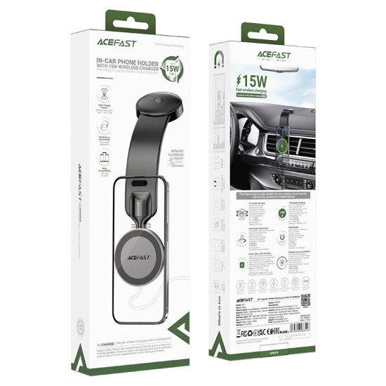 Стойка за телефон за кола Acefast Car phone holder - Magnetic Charging, 360 degree - D37 Black