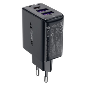 Зарядно Acefast Charger Wall GaN PD 35W - A57 - USB-C x 1, USB-A x 2, Black