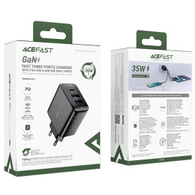 Зарядно Acefast Charger Wall GaN PD 35W - A57 - USB-C x 1, USB-A x 2, Black