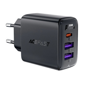 Зарядно Acefast Charger Wall GaN PD 35W - A57 - USB-C x 1, USB-A x 2, Black