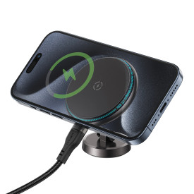 Зарядно за кола Acefast Car phone holder - MAG-Charging 15W, Metal, Magnetic Ring, 360 deg, Foldable - D30 - Black