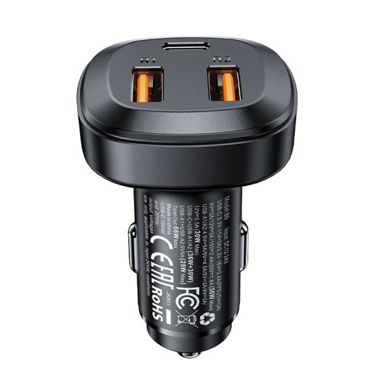 Зарядно за кола Acefast Fast Charger Car PD3.0 66W - B2 - USB-C x 1, USB-A x 2, Black