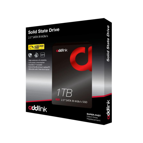 Вътрешен SSD диск Addlink S20 1TB - SATA3 3D NAND 560/500 MB/s