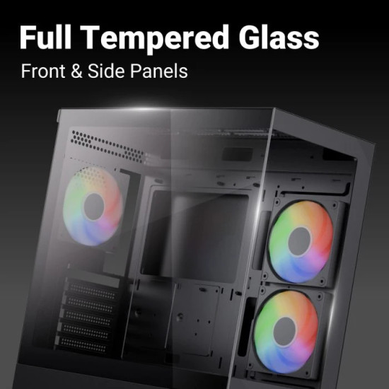 Кутия за компютър AeroCool Case ATX - P500D Digi-G-BK-v1 - Digital Display, USB-C, 3 x 120 mm A-RGB