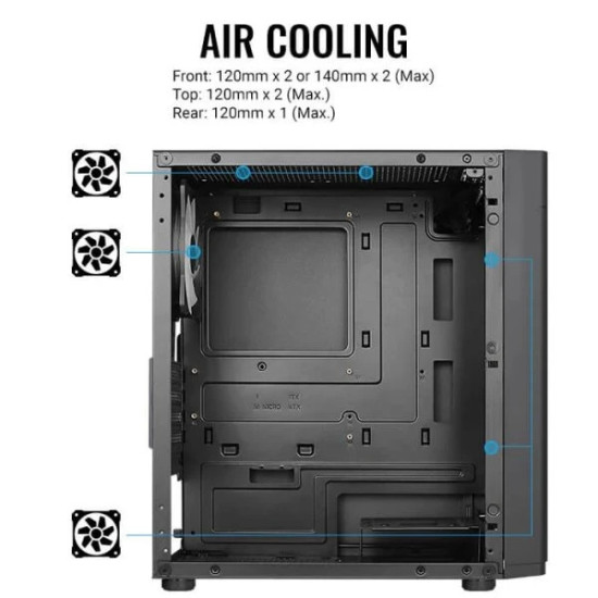 Кутия за компютър AeroCool Case mATX - Hexform-G-BK-v2 - 3 fans included