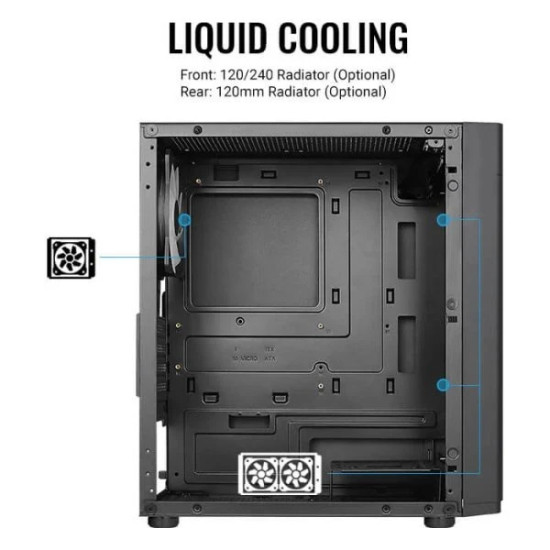 Кутия за компютър AeroCool Case mATX - Hexform-G-BK-v2 - 3 fans included