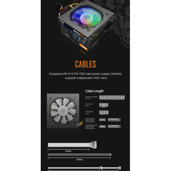 Захранване Aigo PSU 700W - Warrior AK700 RGB