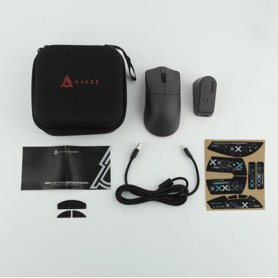 Безжична мишка Ajazz AJ139P V3 MC - Wireless Gaming Mouse - 1K, Magnetic Charging Dock, Black