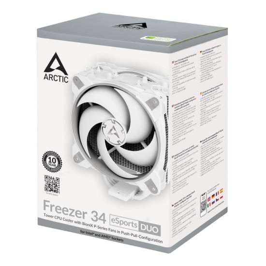 Охладител за процесор Arctic Freezer 34 eSports DUO - Grey/White - LGA2066/LGA1700/LGA1200/AM4