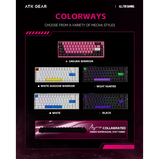 Клавиатура ATK Professional Gaming Mechanical Keyboard RS6 Ultra - 8K, TTC RGB Magneto Switches [Linear] - White Shadow