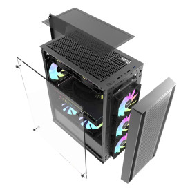 Кутия за компютър Darkflash Case ATX - DK353 Black - 4 fans included