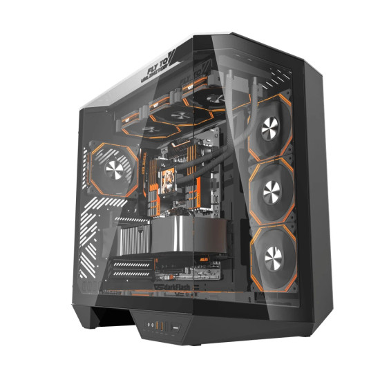 Кутия за компютър Darkflash Case ATX - DY470 Shadow Black - 4 x 120 mm Infinity Mirror Fans