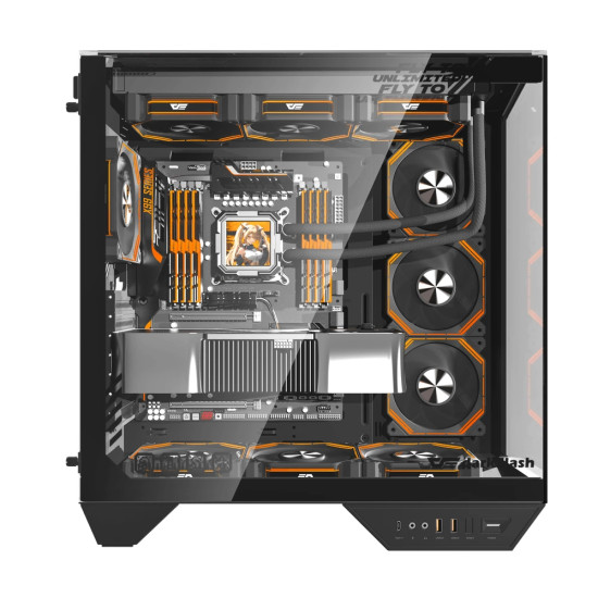 Кутия за компютър Darkflash Case ATX - DY470 Shadow Black - 4 x 120 mm Infinity Mirror Fans