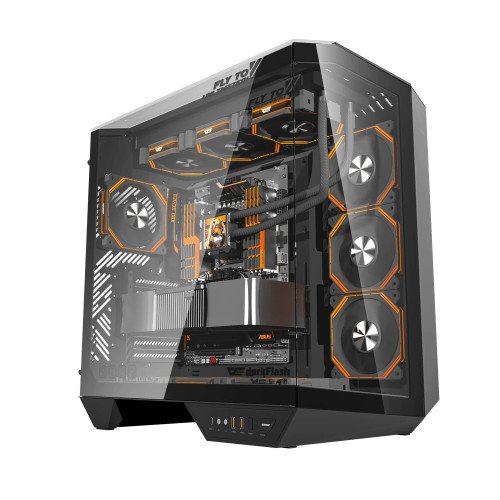 Кутия за компютър Darkflash Case ATX - DY470 Shadow Black - 4 x 120 mm Infinity Mirror Fans