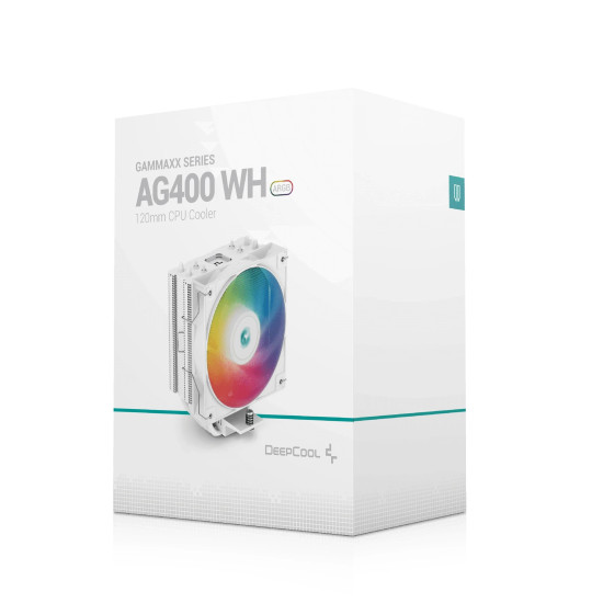 Охладител за процесор DeepCool CPU Cooler AG400 White - Addressable RGB - LGA1700/AM5