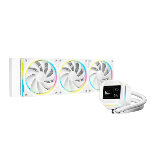 Водно охлаждане DeepCool LM360 WH, 2.4 инча IPS Display, 3x120mm, ARGB